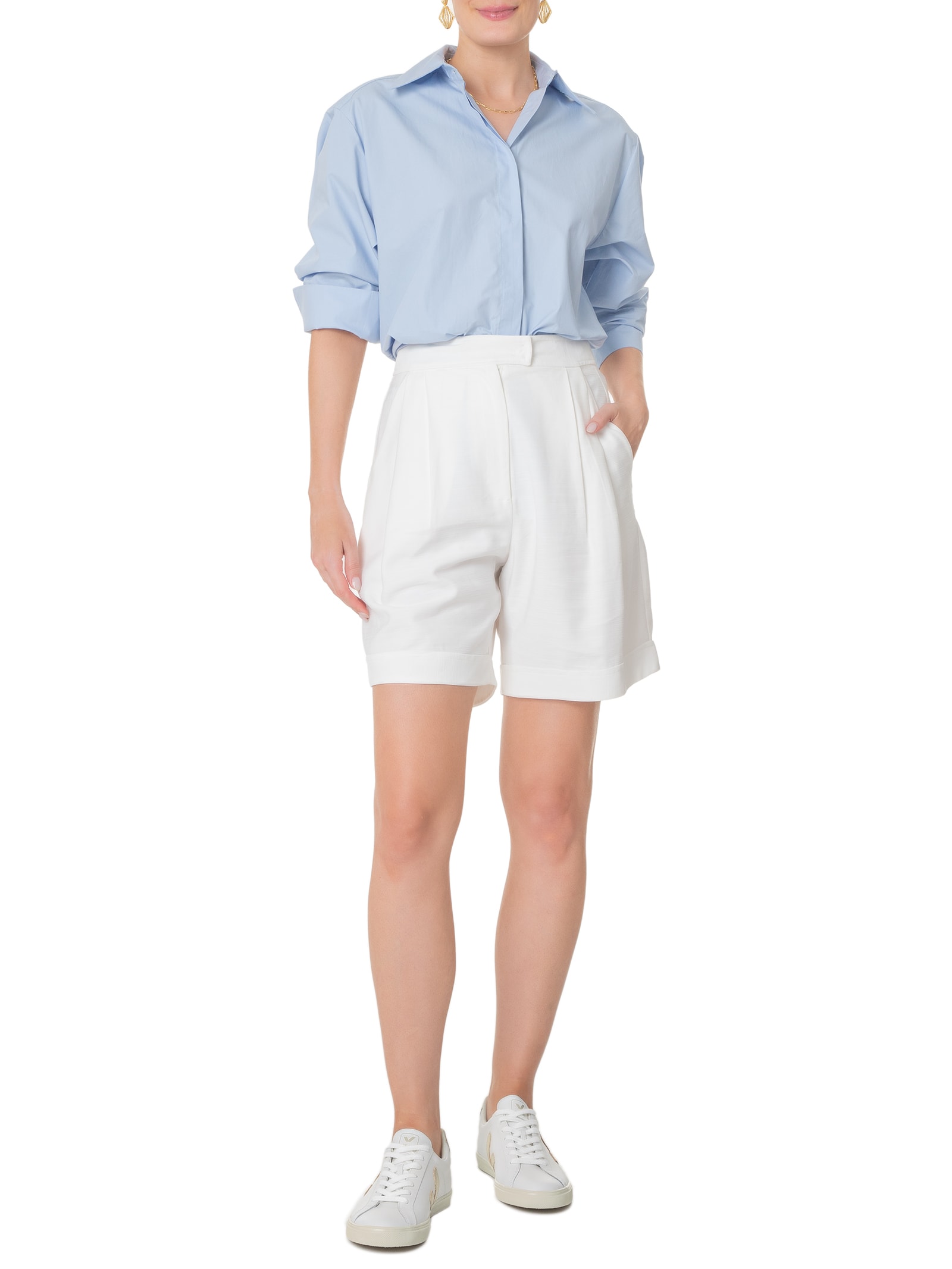 Tênis Feminino Esplar Logo Leather Branco Veja