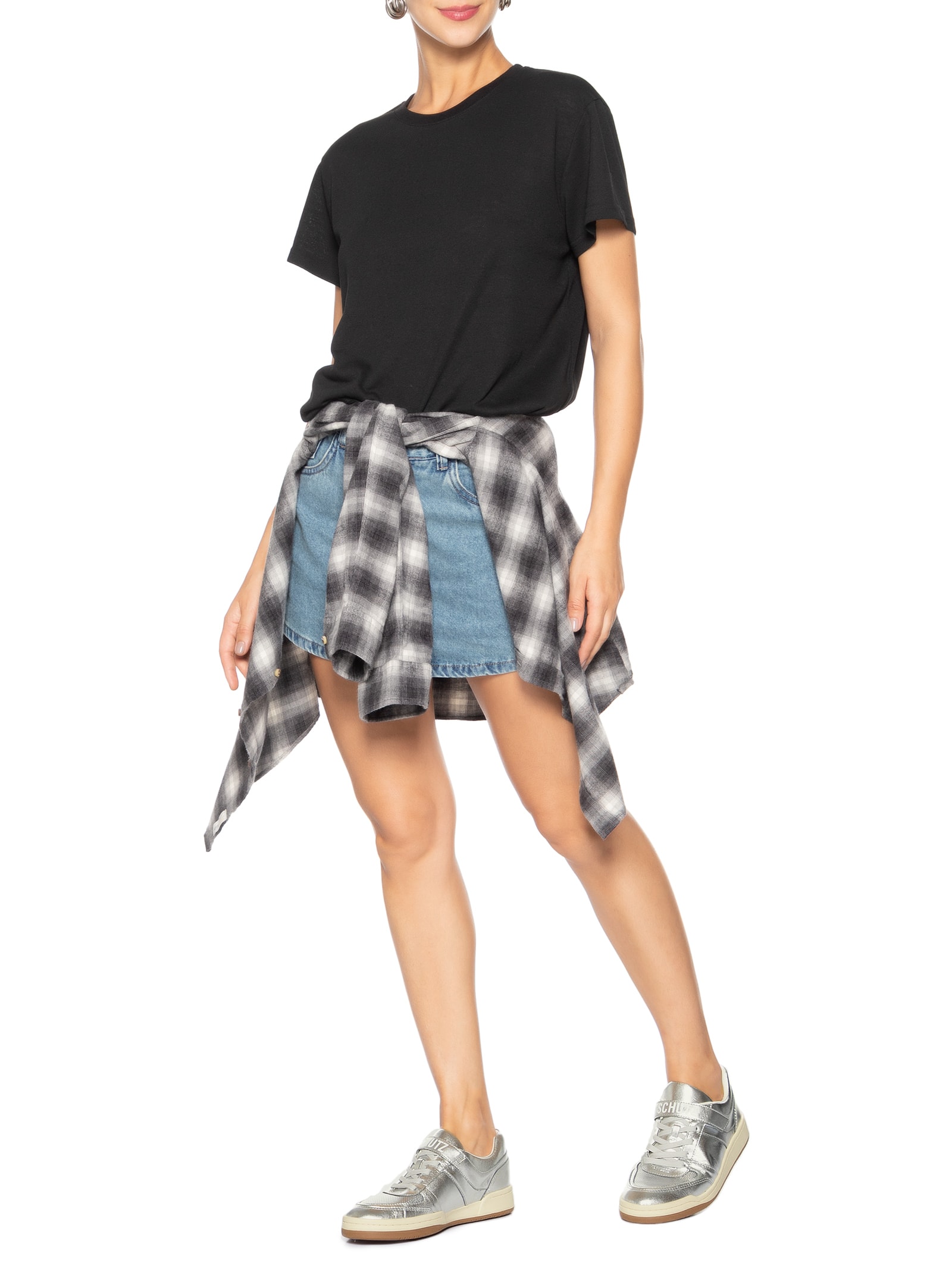 Tênis Feminino Ohio Couro Metalizado Prateado Schutz