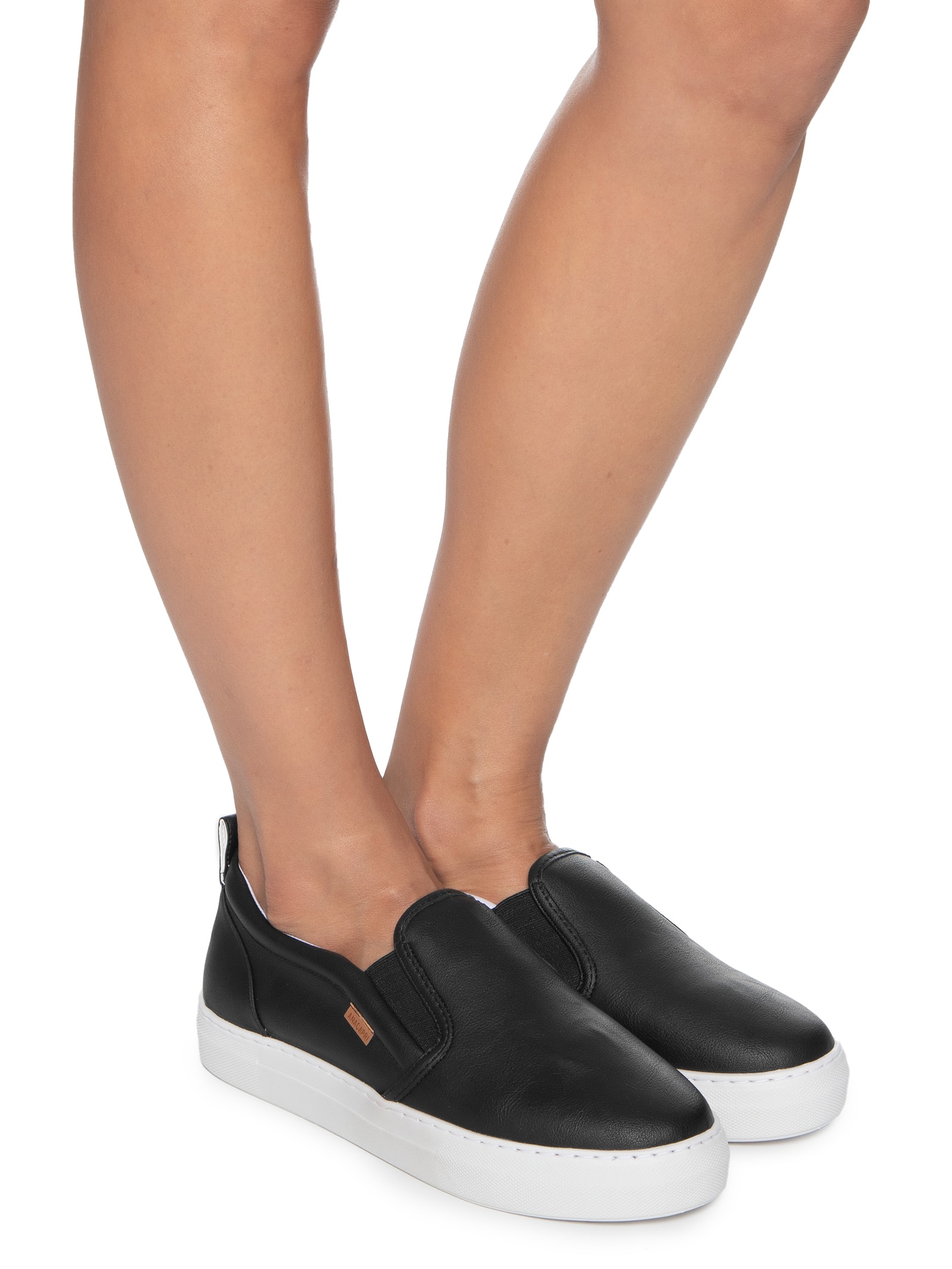 Anacapri Tênis Feminino Slip On Sola Alta Preto