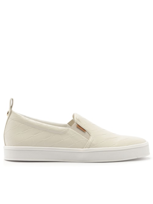 Tênis Feminino Slip On Sola Alta Texturas - Branco