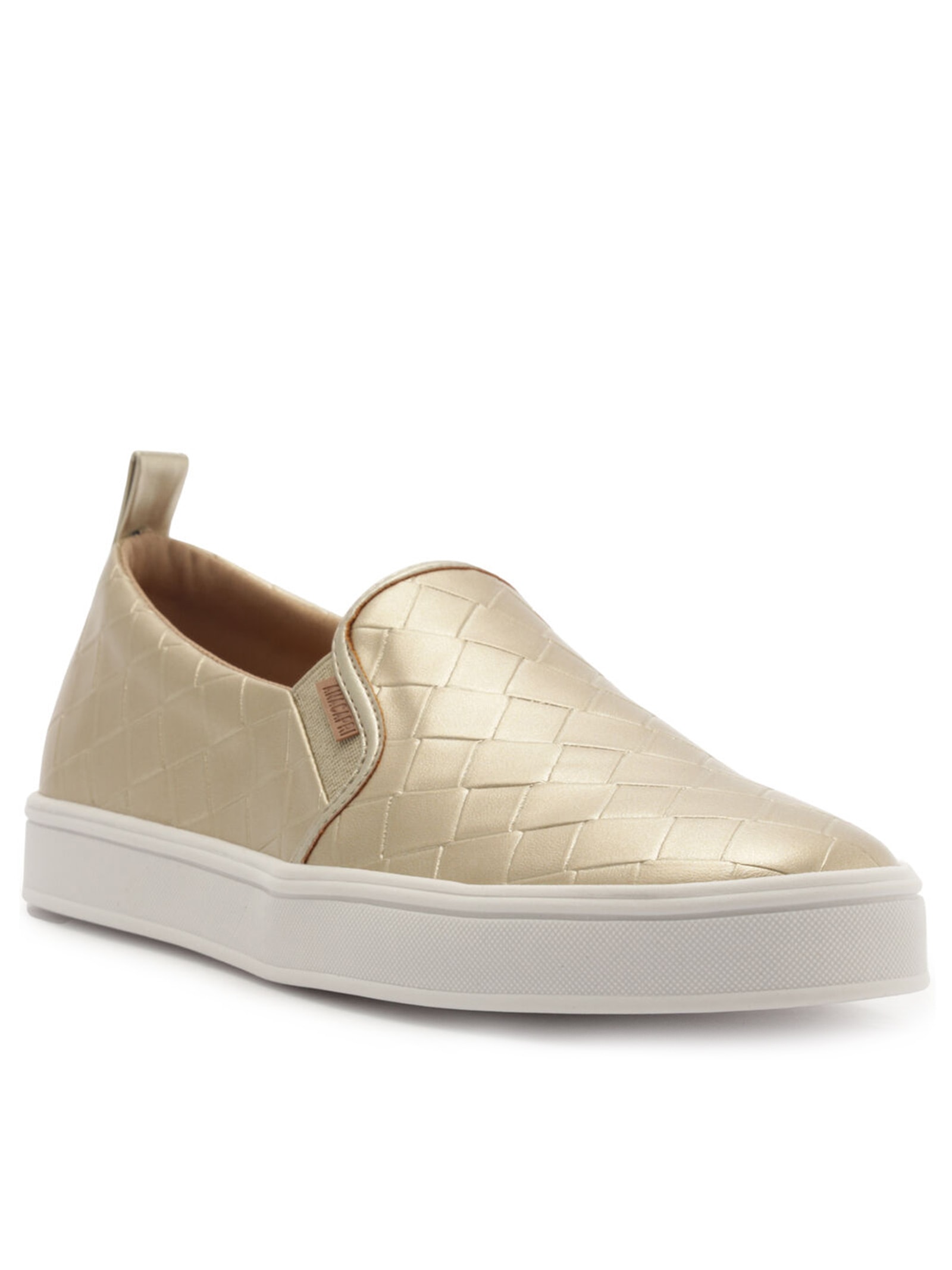 Anacapri Tênis Feminino Slip On Sola Alta Texturas Dourado
