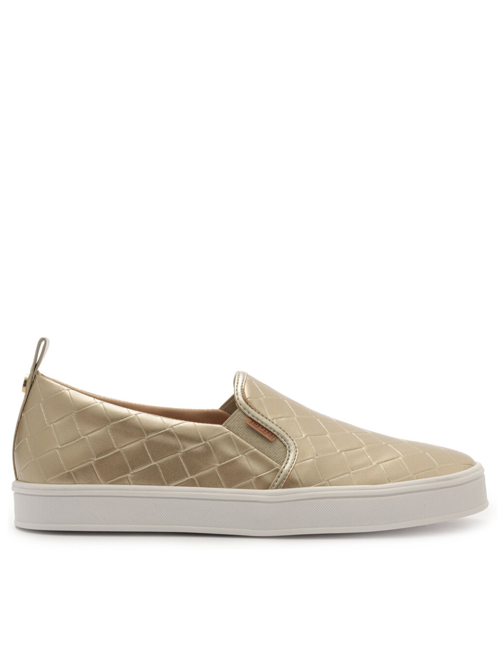 Anacapri Tênis Feminino Slip On Sola Alta Texturas Dourado