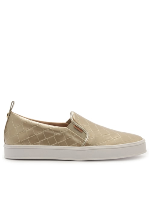 Tênis Feminino Slip On Sola Alta Texturas - Dourado