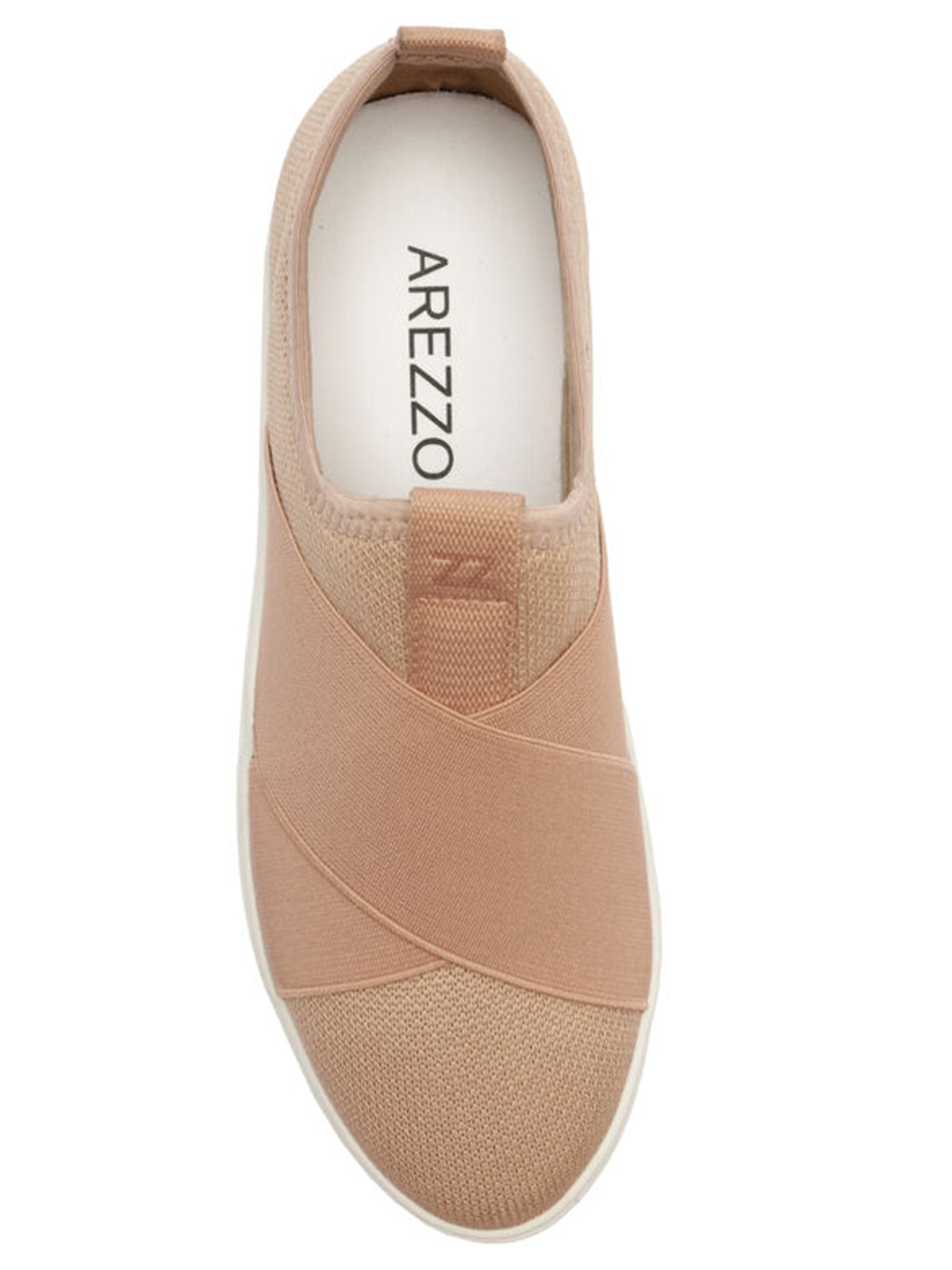 Arezzo Tênis Feminino Slip On Tecido Elásticos Bege