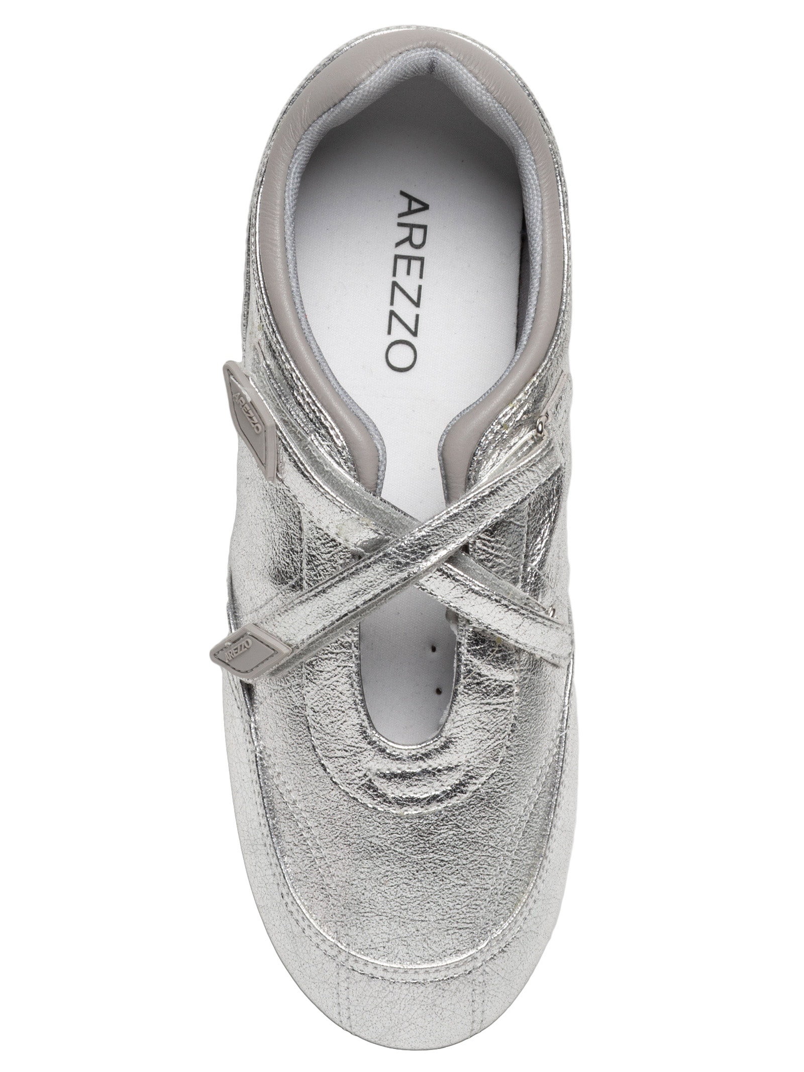 Tênis Feminino Slip On Tiras Velcro Prateado Arezzo