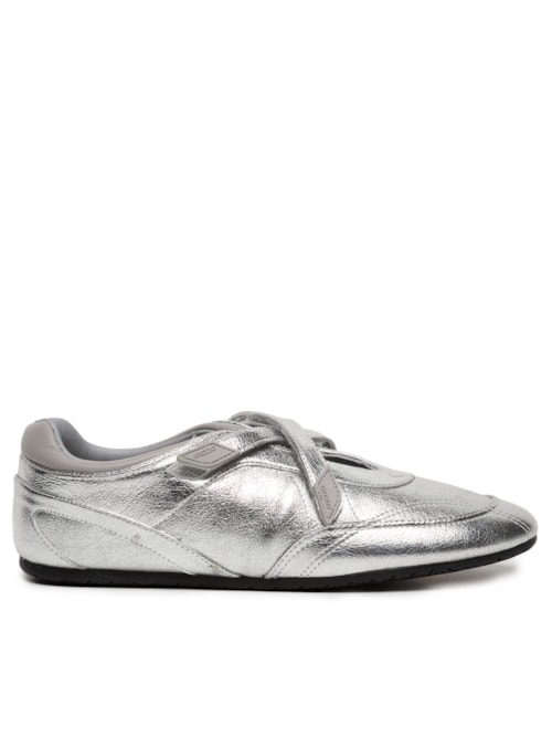 Tênis Feminino Slip On Tiras Velcro – Prateado