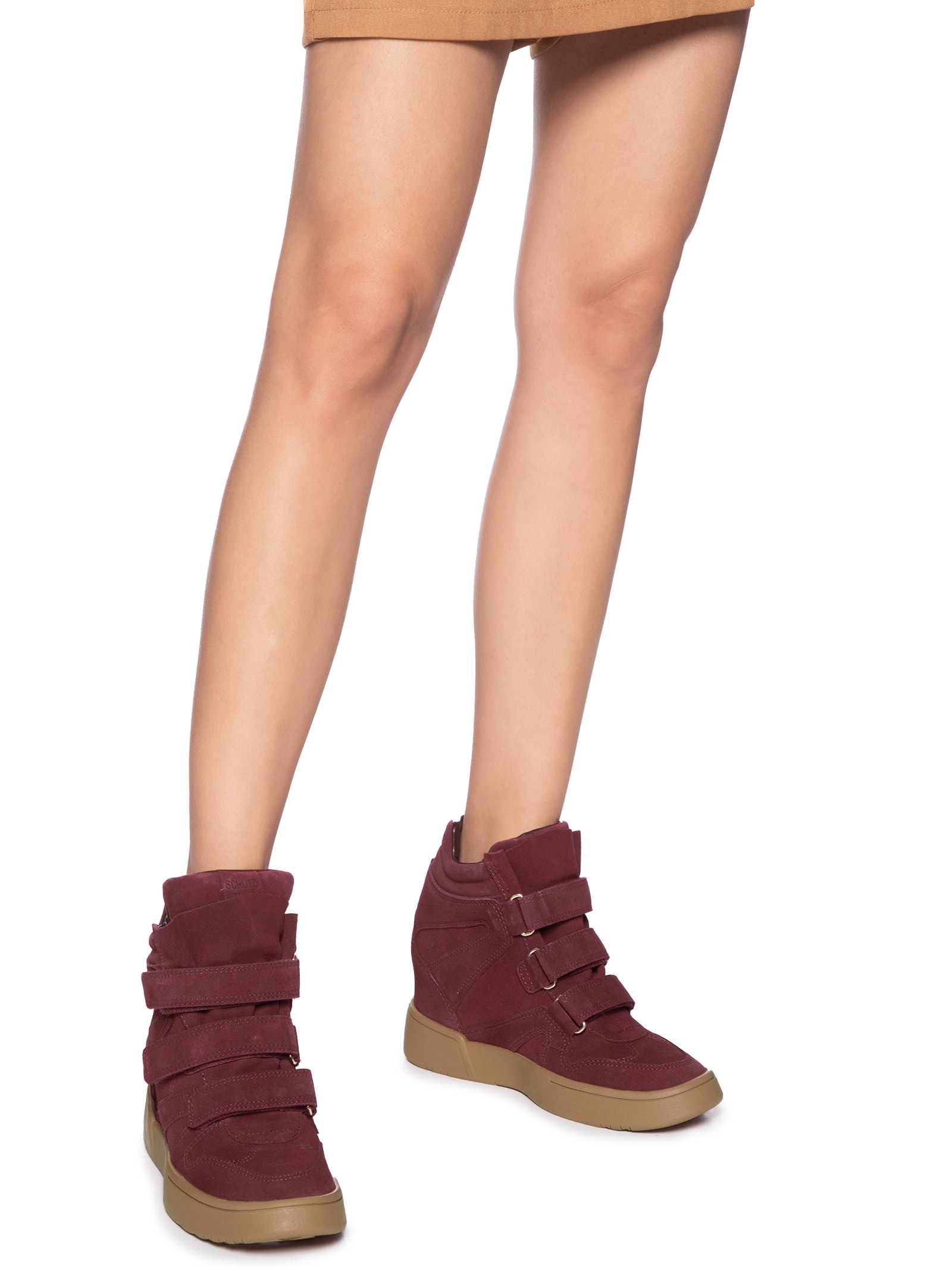Schutz Tênis Feminino Sneaker 95 Cano alto Camurça Vinho