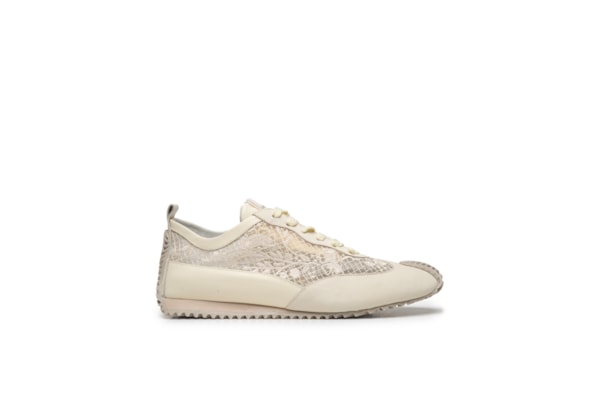 Tênis Feminino Sneakers Couro Tela - Bege