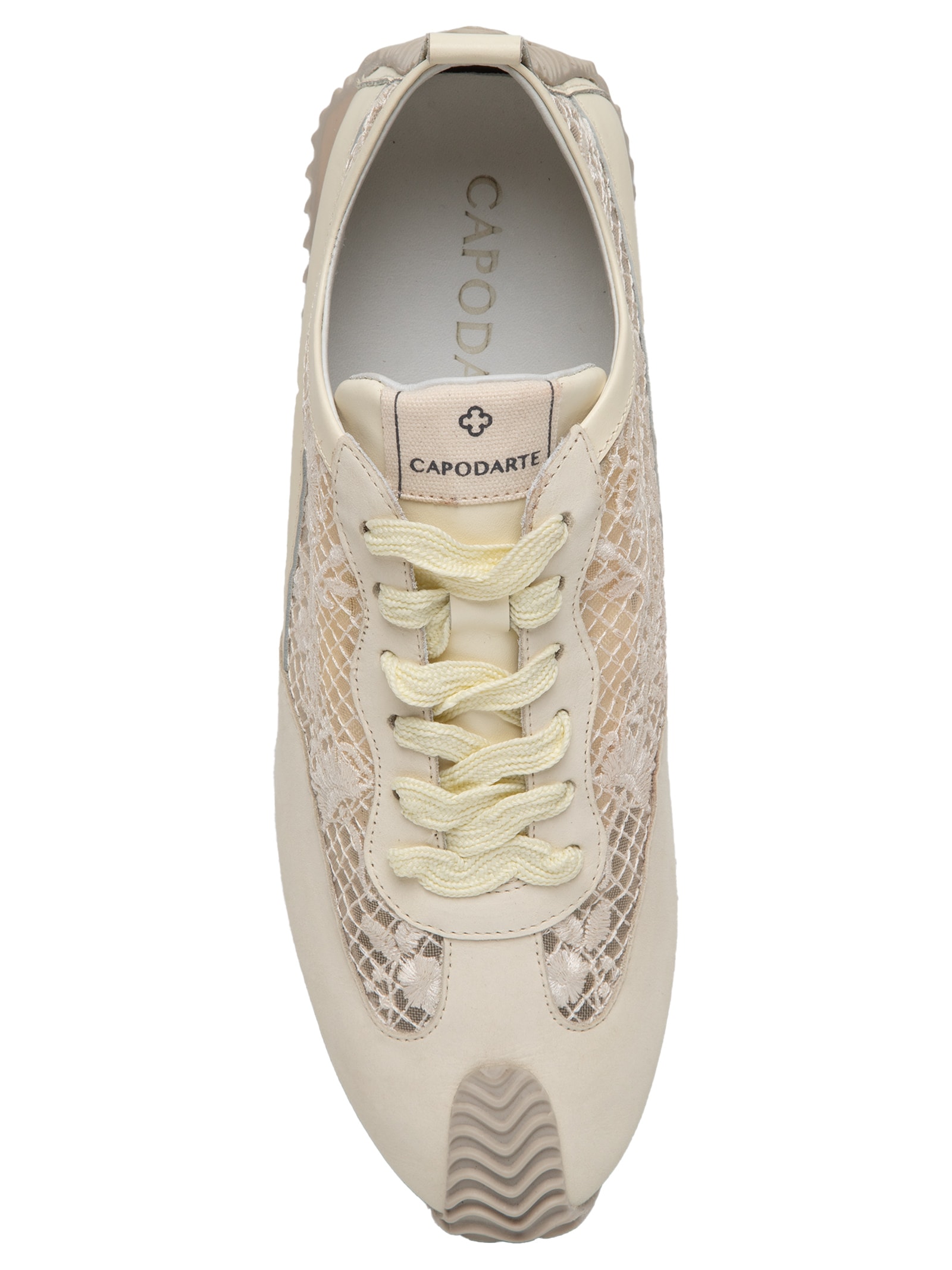 Tênis Feminino Sneakers Couro Tela Bege Capodarte