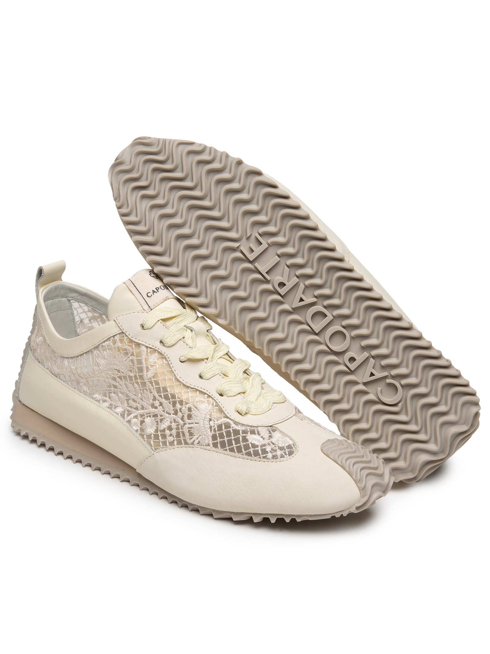 Tênis Feminino Sneakers Couro Tela Bege Capodarte
