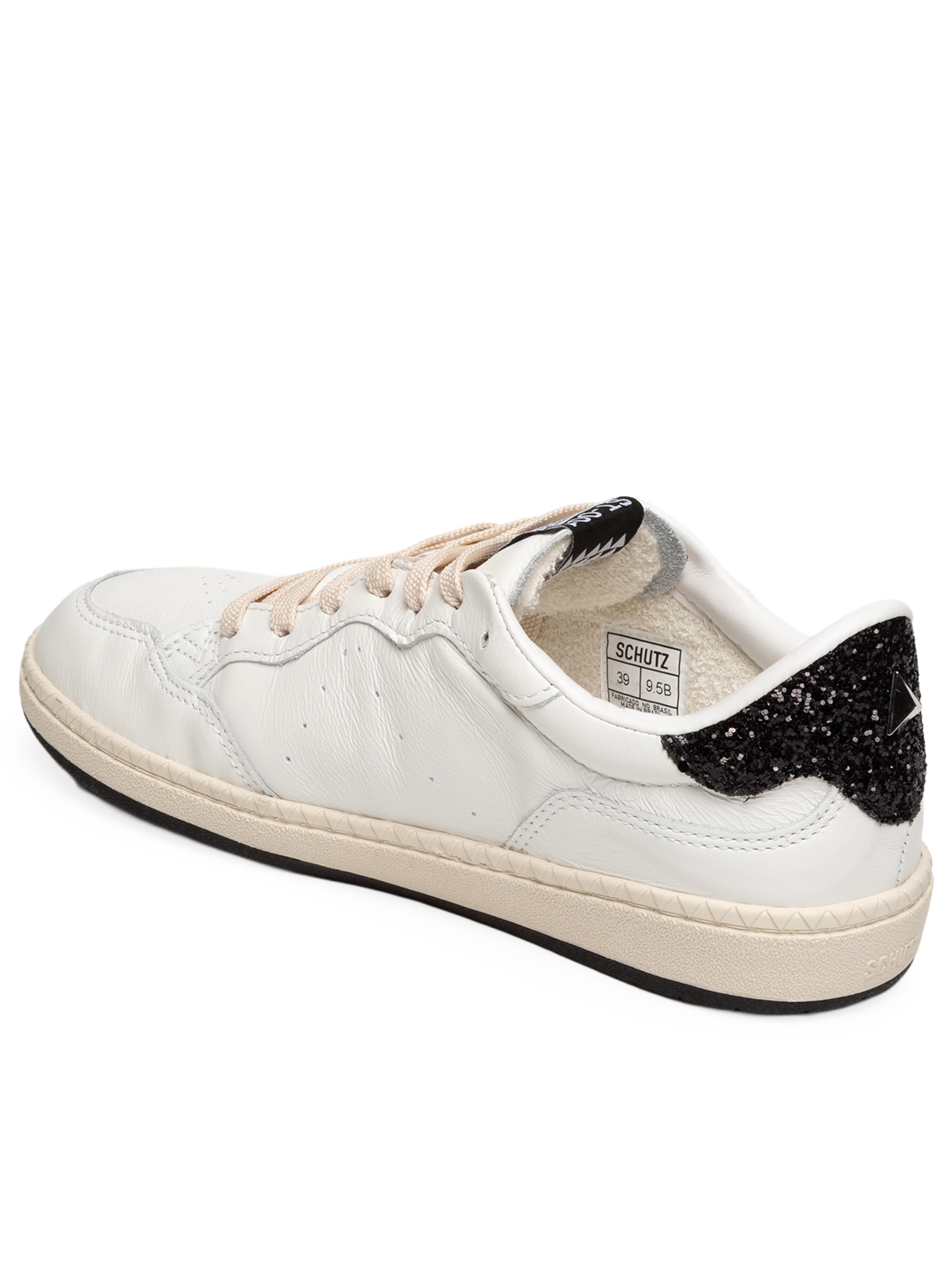 Tênis Feminino ST 001 Multineutro Couro Amarração Glitter Branco Schutz
