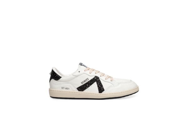 Tênis Feminino ST 001 Multineutro Couro Amarração Glitter - Branco
