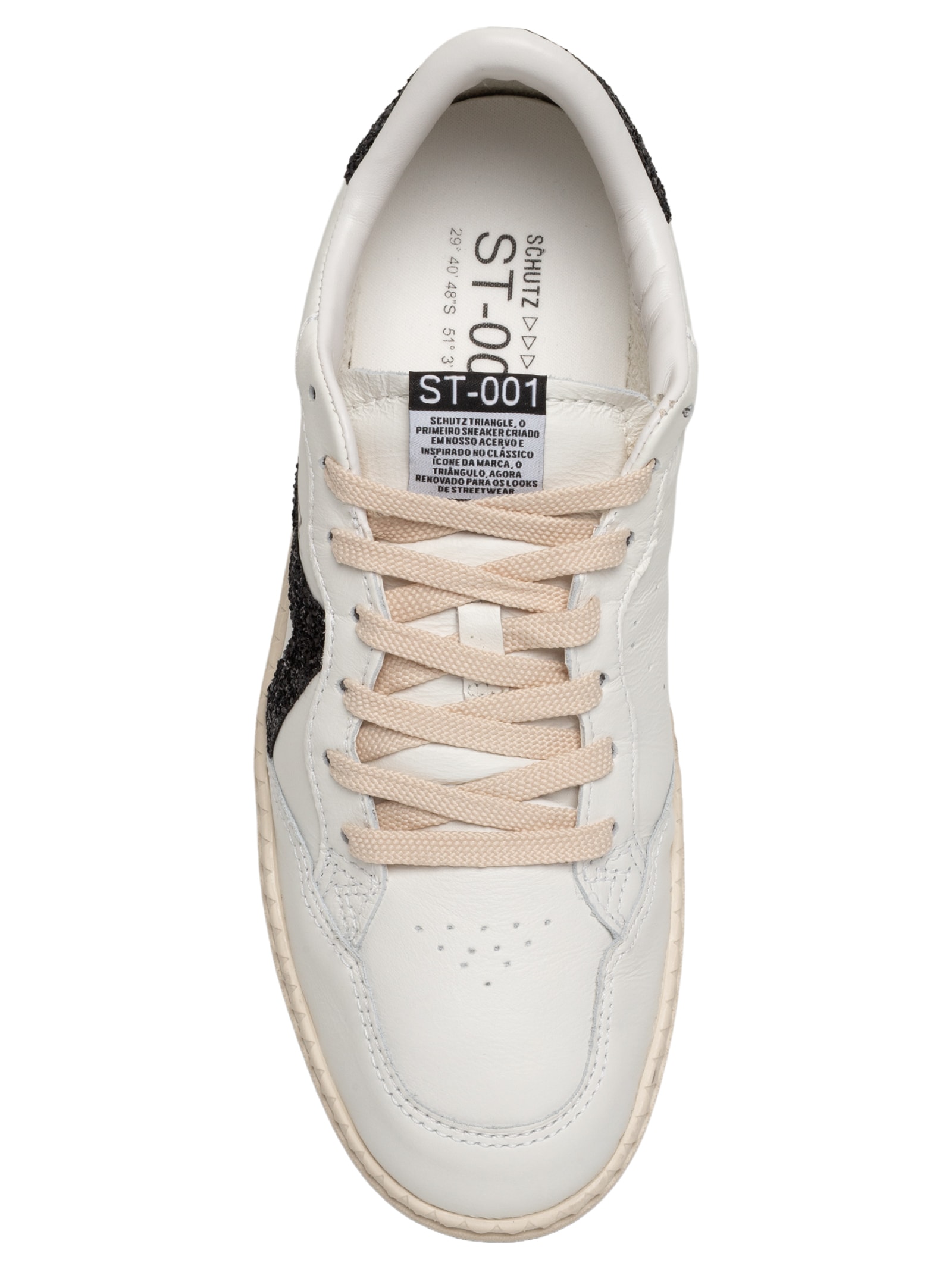 Tênis Feminino ST 001 Multineutro Couro Amarração Glitter Branco Schutz