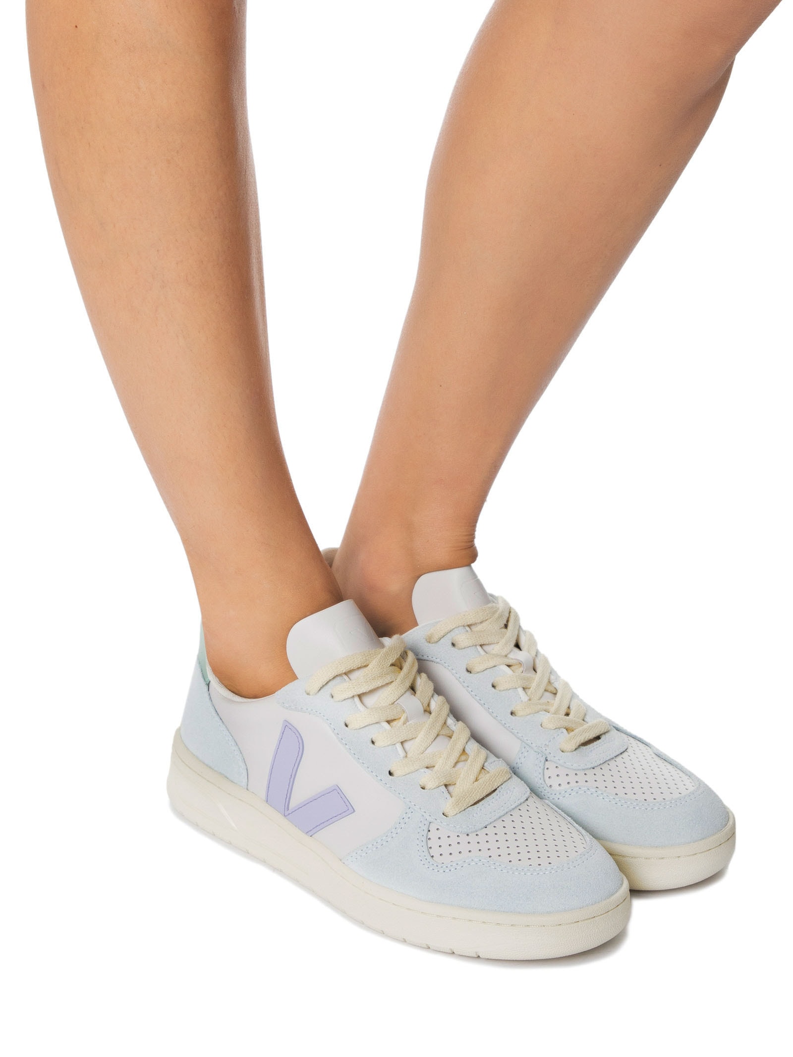 Veja - Tênis Feminino V-10 Leath Gravel Menthol Parme - Azul