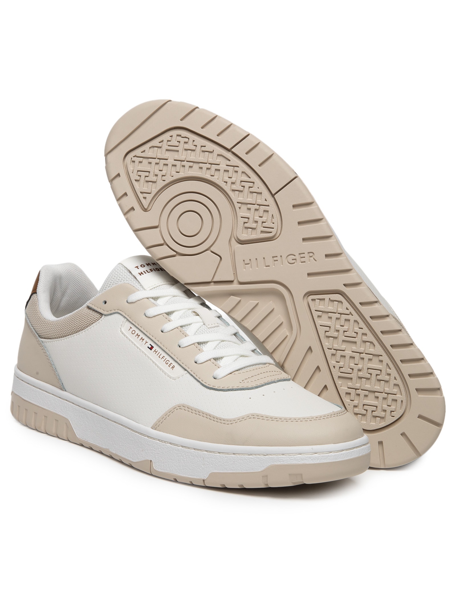 Tênis Masculino Basket Core Lite Lth Block Bege Tommy Hilfiger