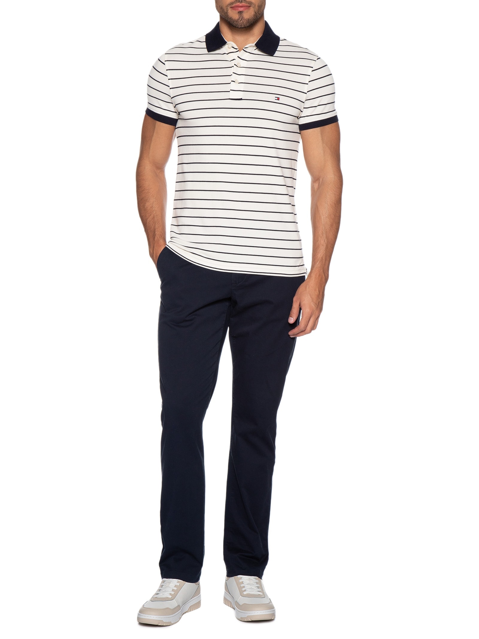 Tênis Masculino Basket Core Lite Lth Block Bege Tommy Hilfiger