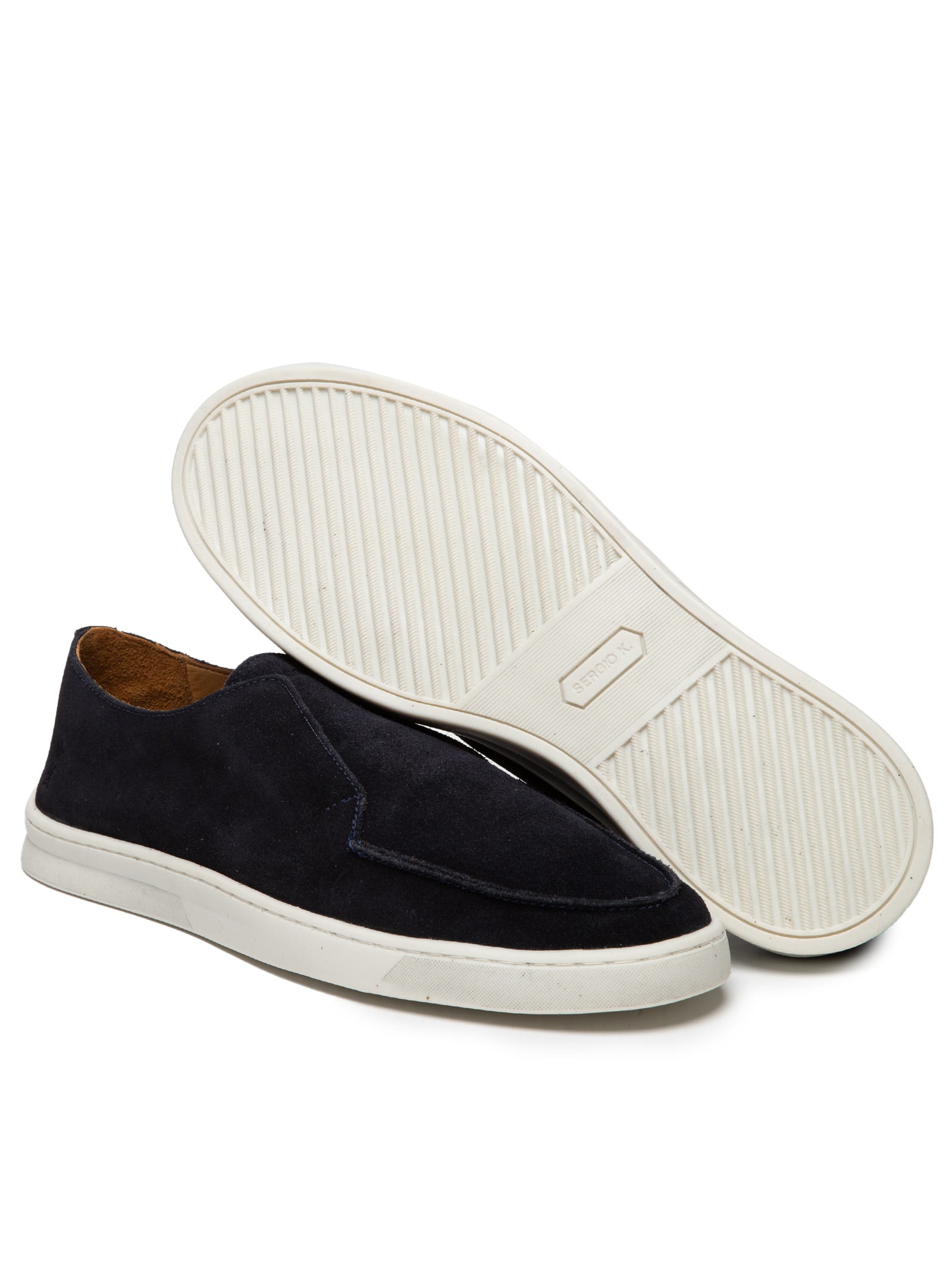 Tênis Masculino Botinha Camurça Sem Cadarço Azul Sergio K