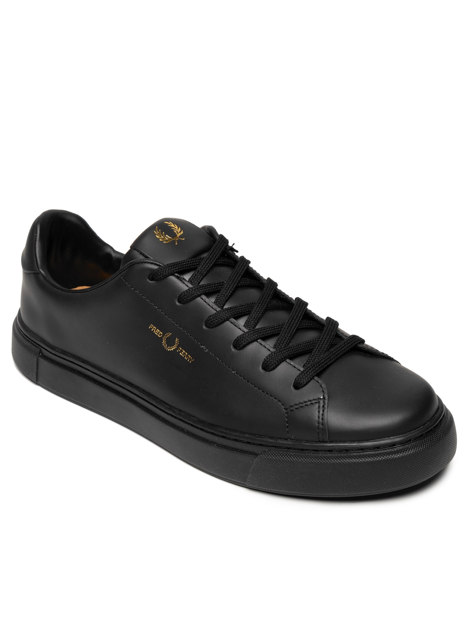 Tênis Masculino Casual B71 Em Couro Preto Fred Perry