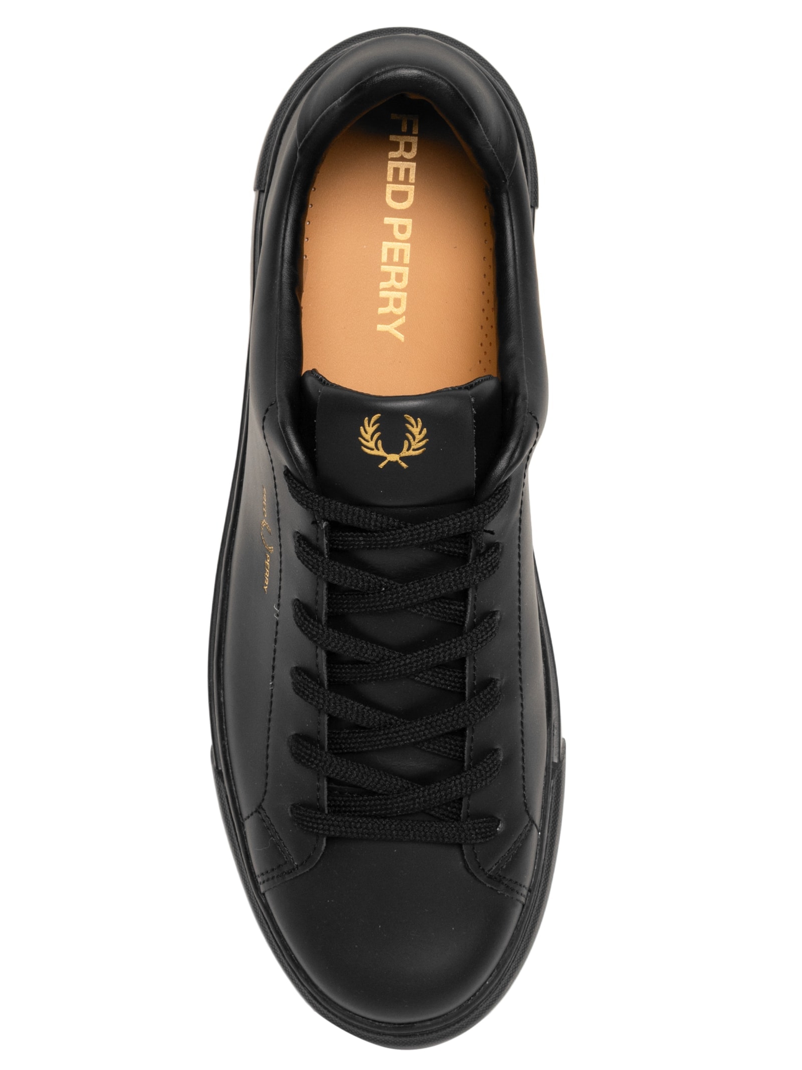 Tênis Masculino Casual B71 Em Couro Preto Fred Perry