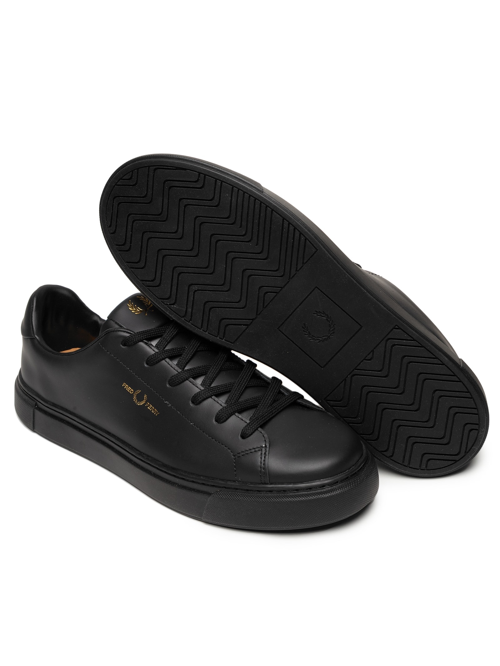 Tênis Masculino Casual B71 Em Couro Preto Fred Perry