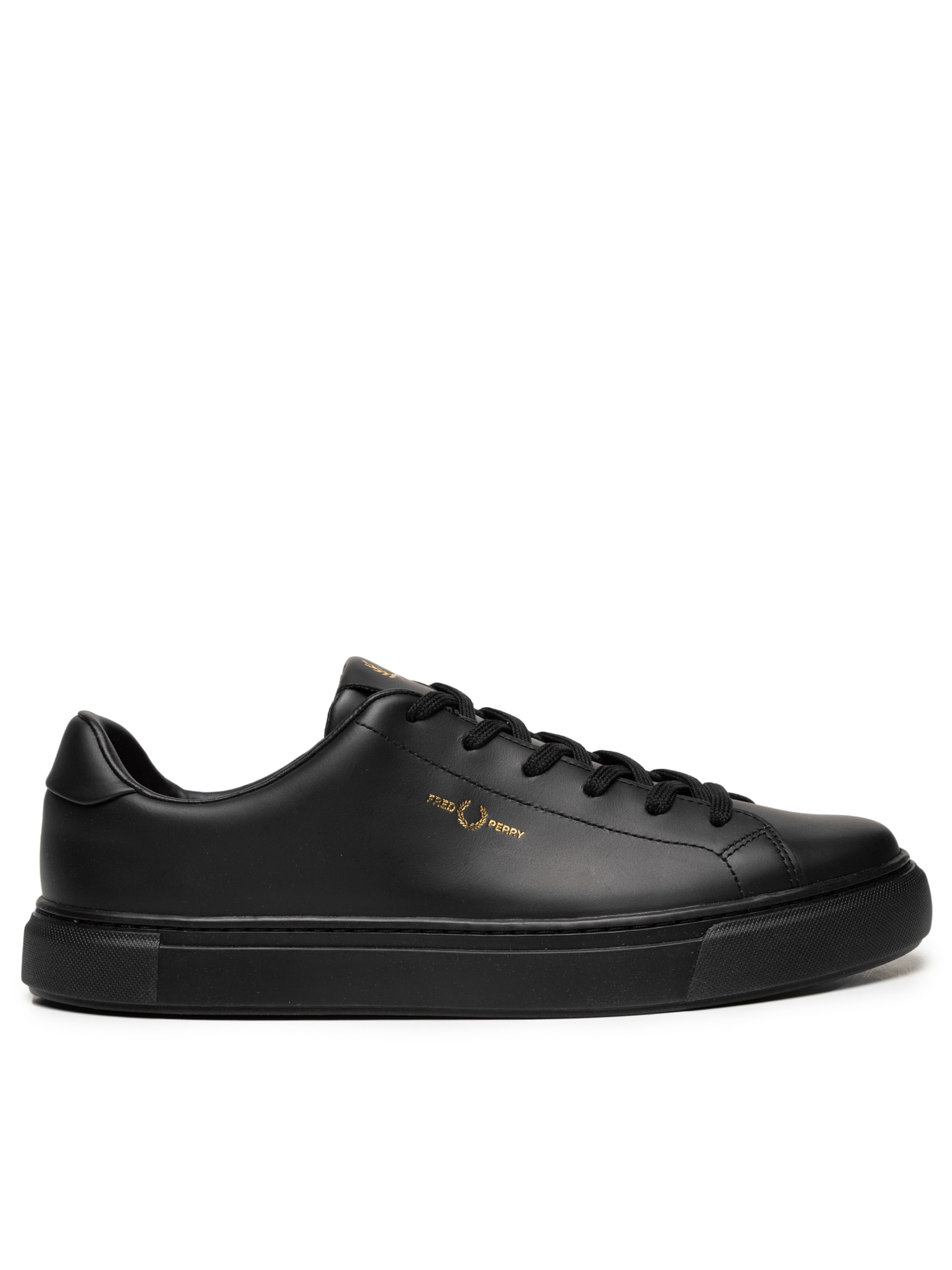 Tênis Masculino Casual B71 Em Couro Preto Fred Perry
