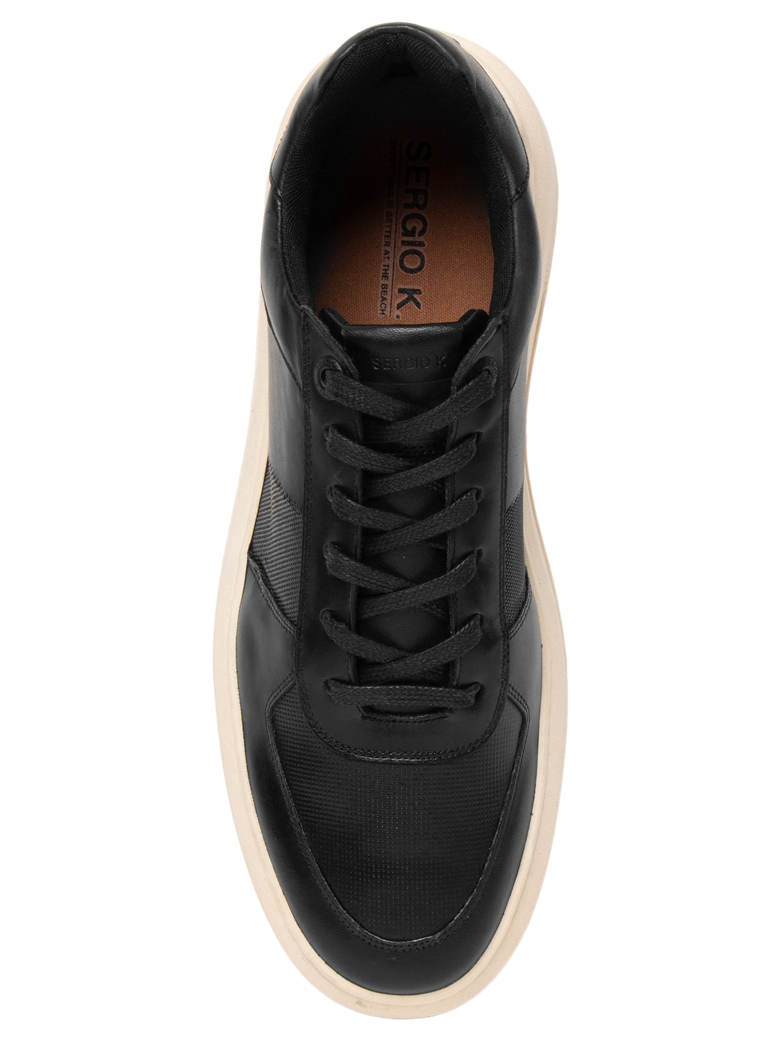 Tênis Masculino Casual Couro Box Faixa Lateral Preto Sergio K