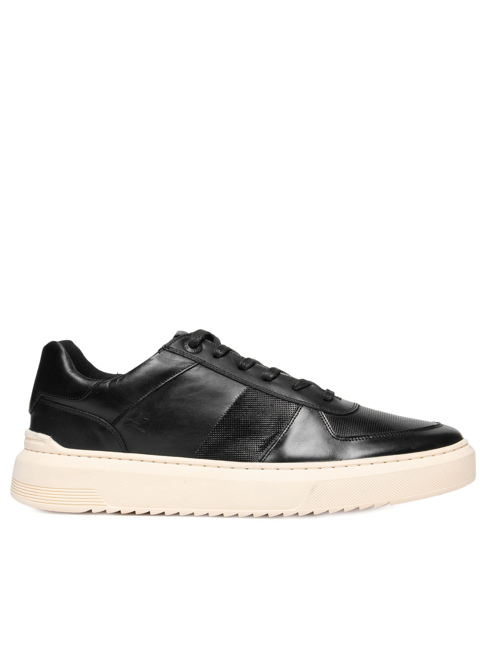 Tênis Masculino Casual Couro Box Faixa Lateral Preto Sergio K