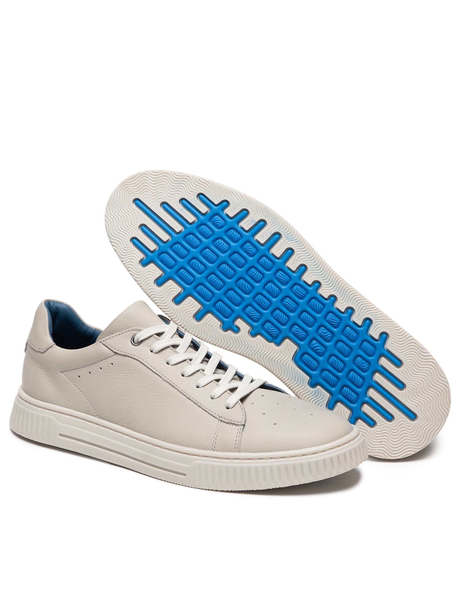Tênis Masculino Casual Em Couro Cinza '2 Essential