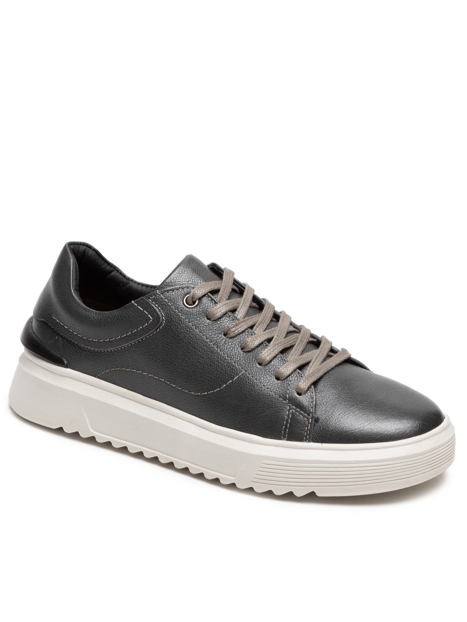 Tênis Masculino Casual Em Couro Cinza '2 Essential