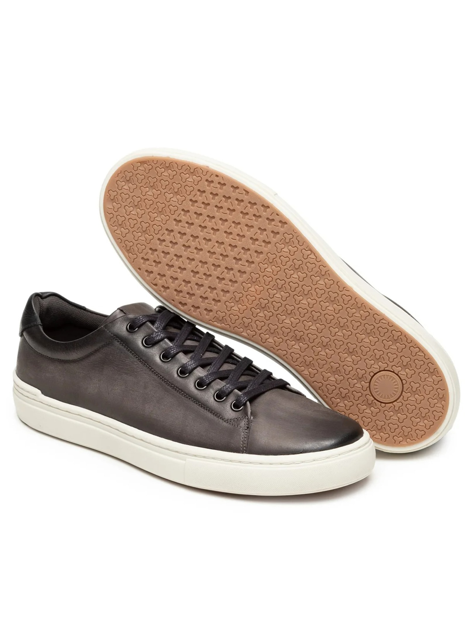 Tênis Masculino Casual Em Couro Cinza '2 Essential