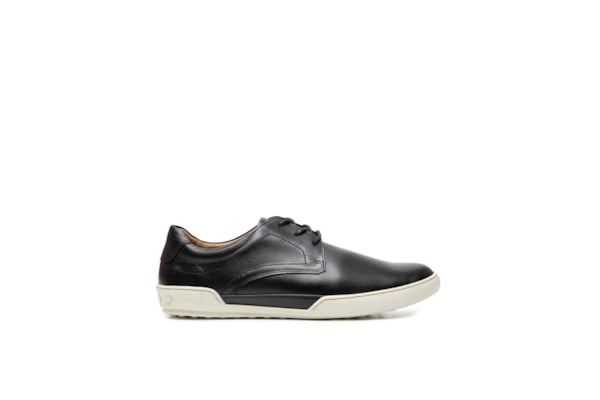 Tênis Masculino Casual Em Couro - Preto