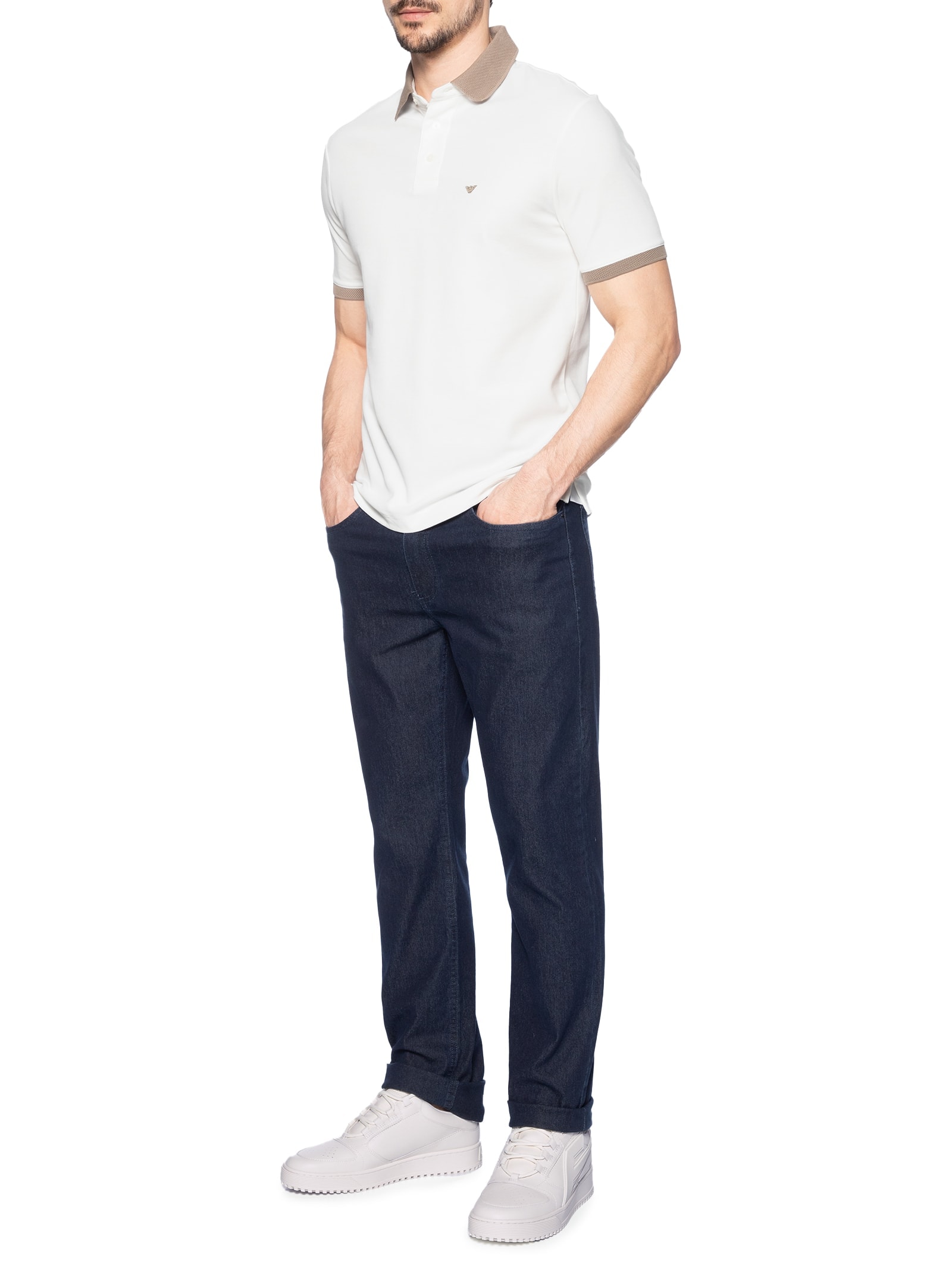Tênis Masculino Casual Maxi Armani Lateral Branco Emporio Armani