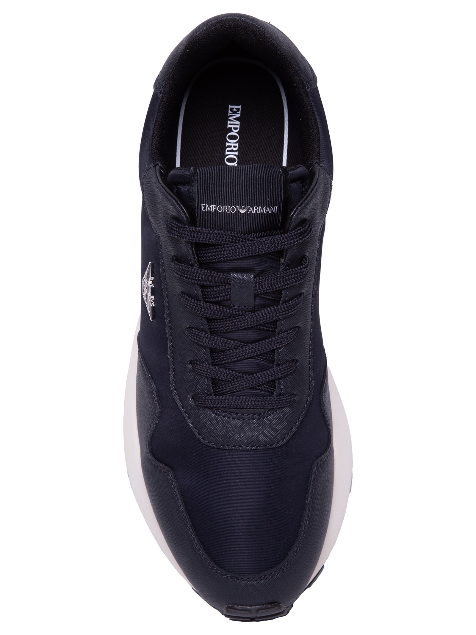 Tênis Masculino Casual Mix Saffiano Nylon EA Azul Emporio Armani