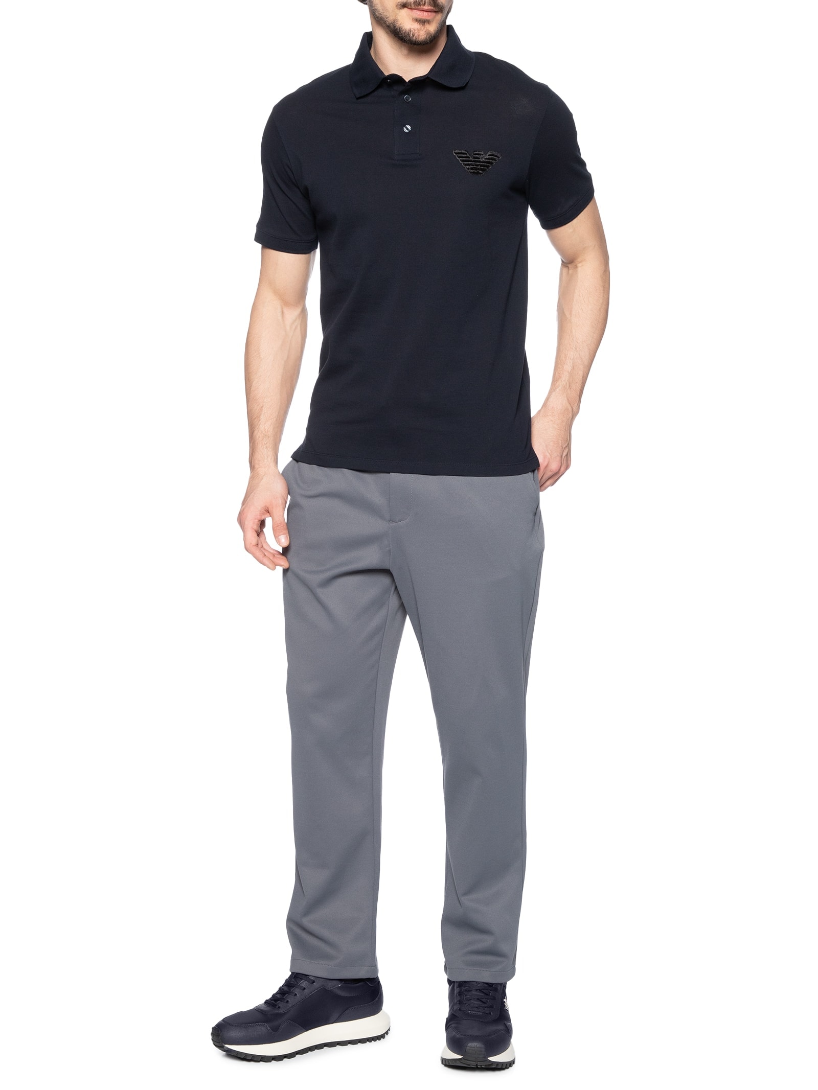 Tênis Masculino Casual Mix Saffiano Nylon EA Azul Emporio Armani