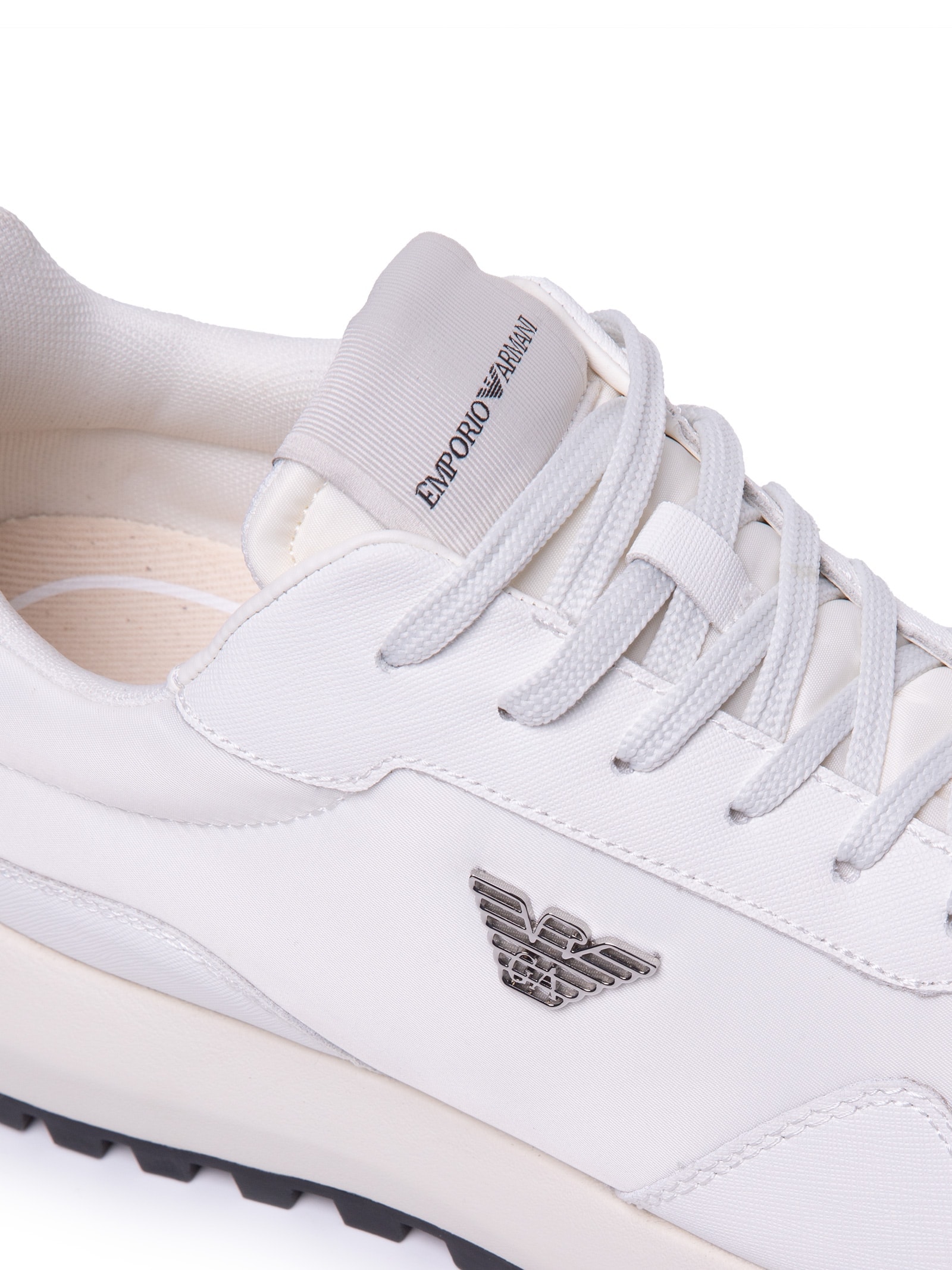 Tênis Masculino Casual Mix Saffiano Nylon EA Branco Emporio Armani