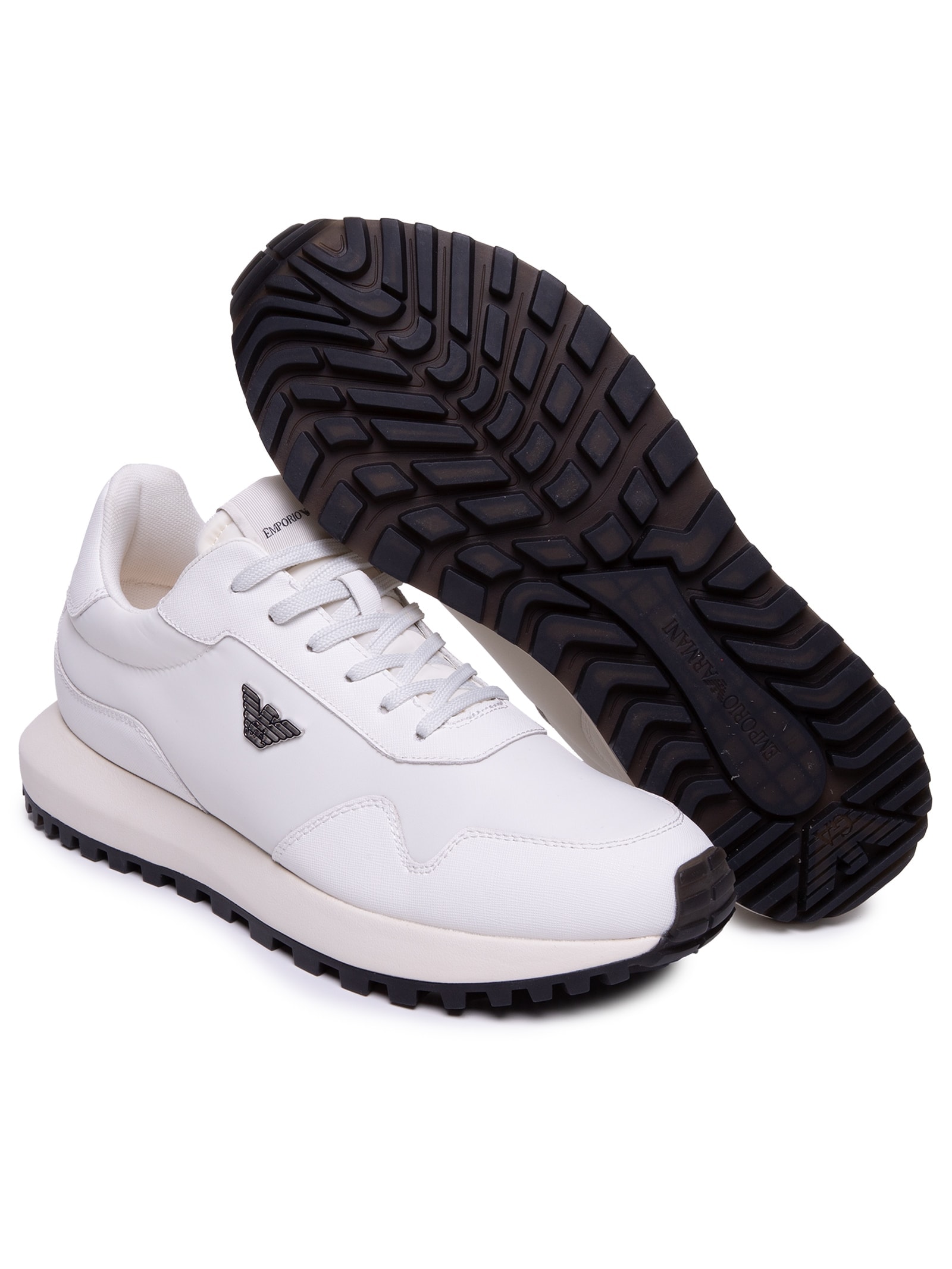 Tênis Masculino Casual Mix Saffiano Nylon EA Branco Emporio Armani