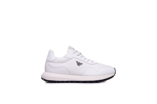 Tênis Masculino Casual Mix Saffiano Nylon EA - Branco