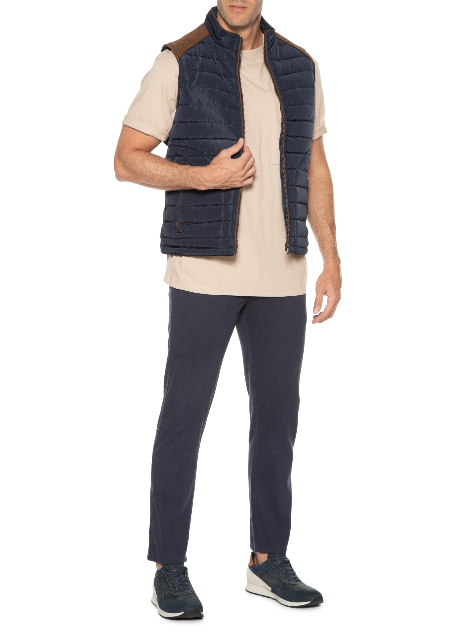 Tênis Masculino Casual Recortes Em Camurça Azul '2 Essential