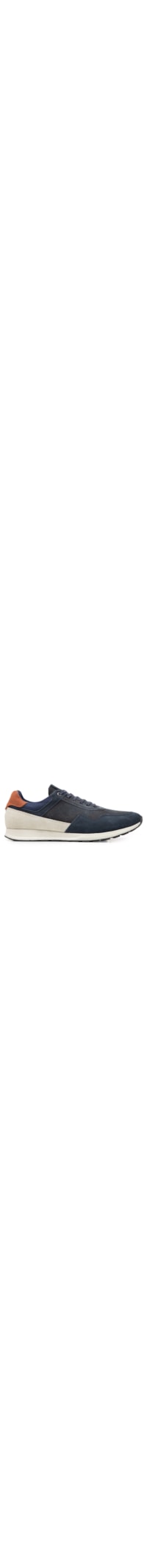 Tênis Masculino Casual Recortes Em Camurça - Azul