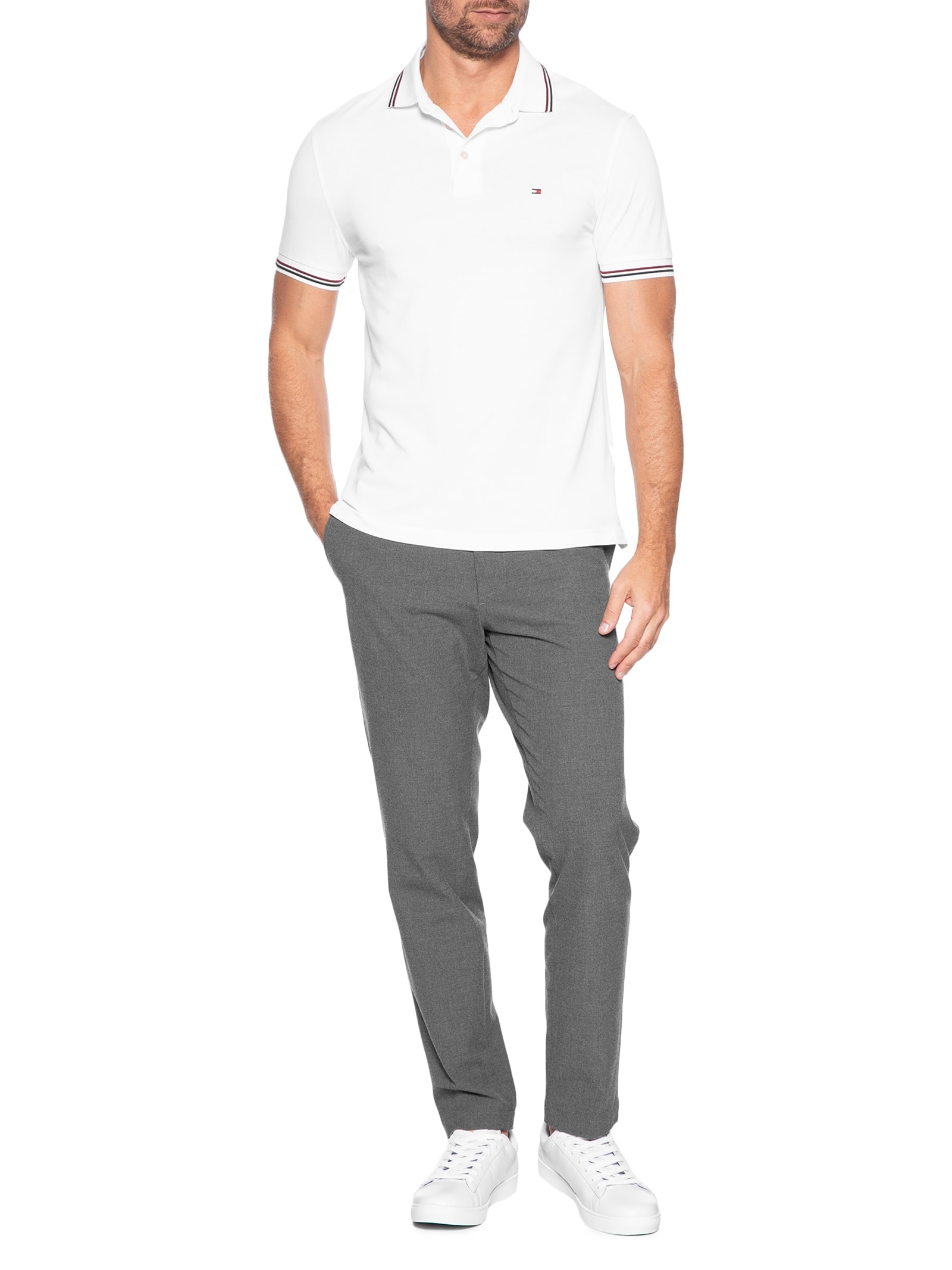 Tênis Masculino Casual Spencer em Couro Branco Fred Perry