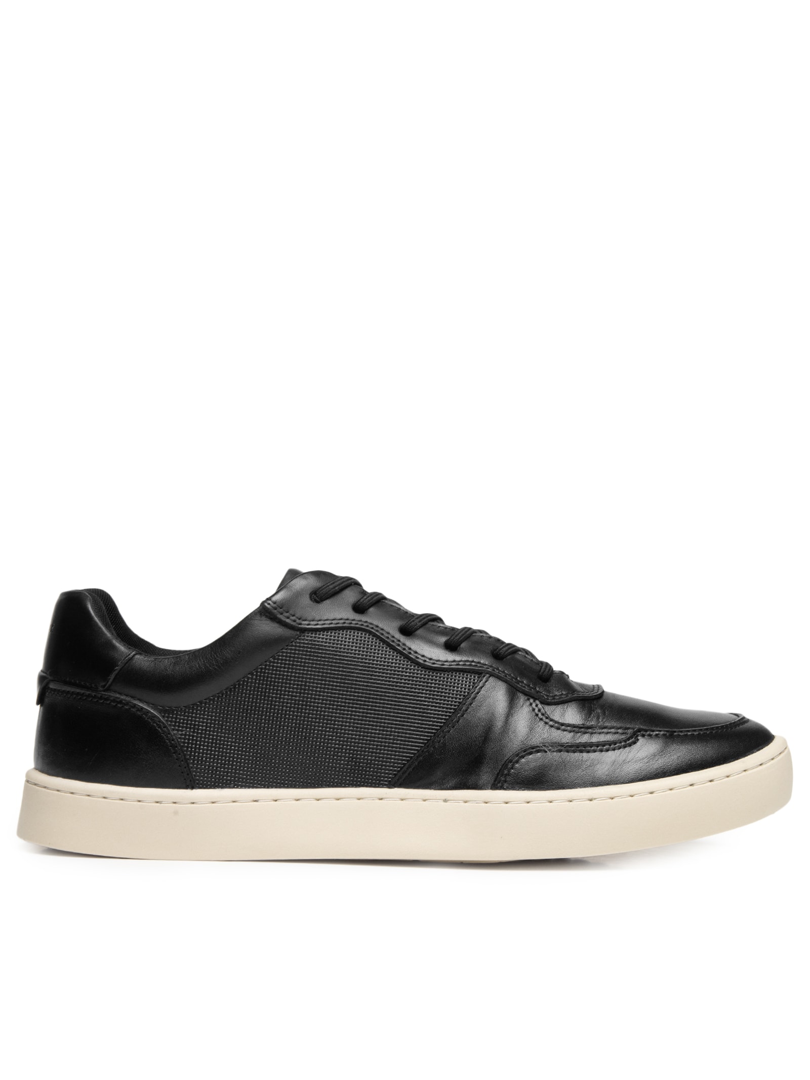 Tênis Masculino Couro Recortes Fly Preto Sergio K