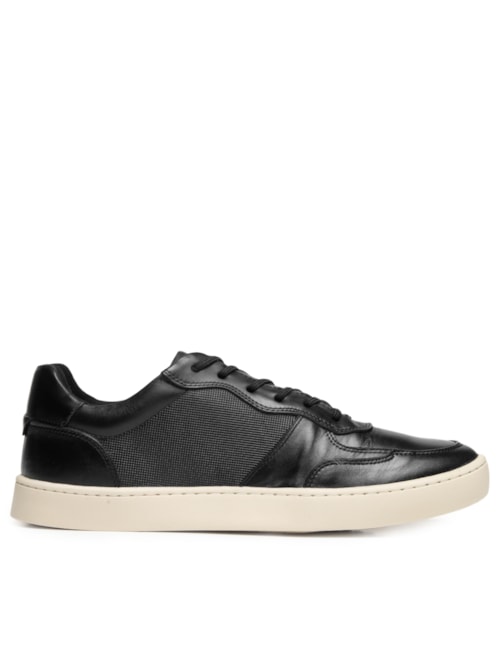 Tênis Masculino Couro Recortes Fly - Preto