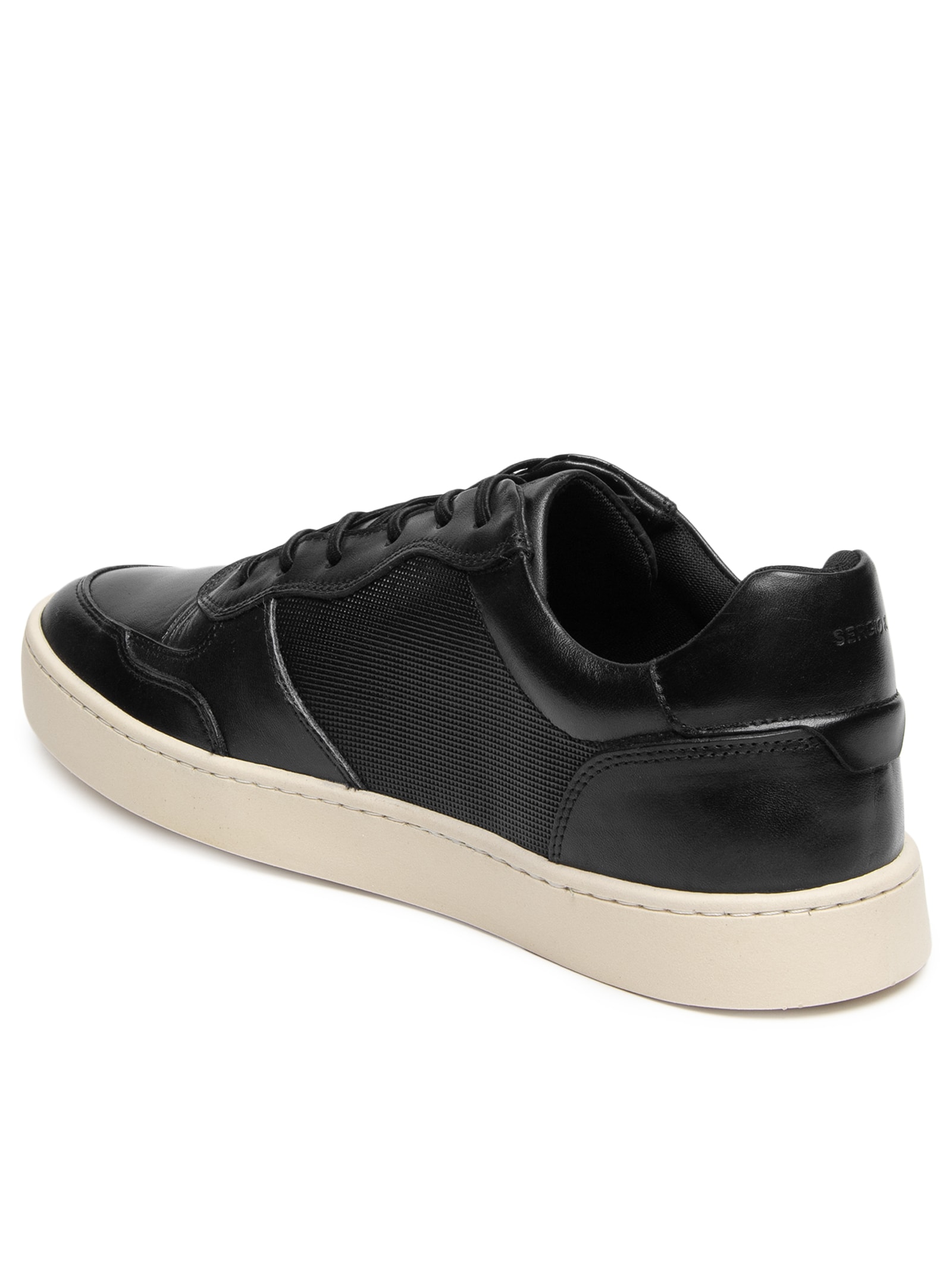 Tênis Masculino Couro Recortes Fly Preto Sergio K