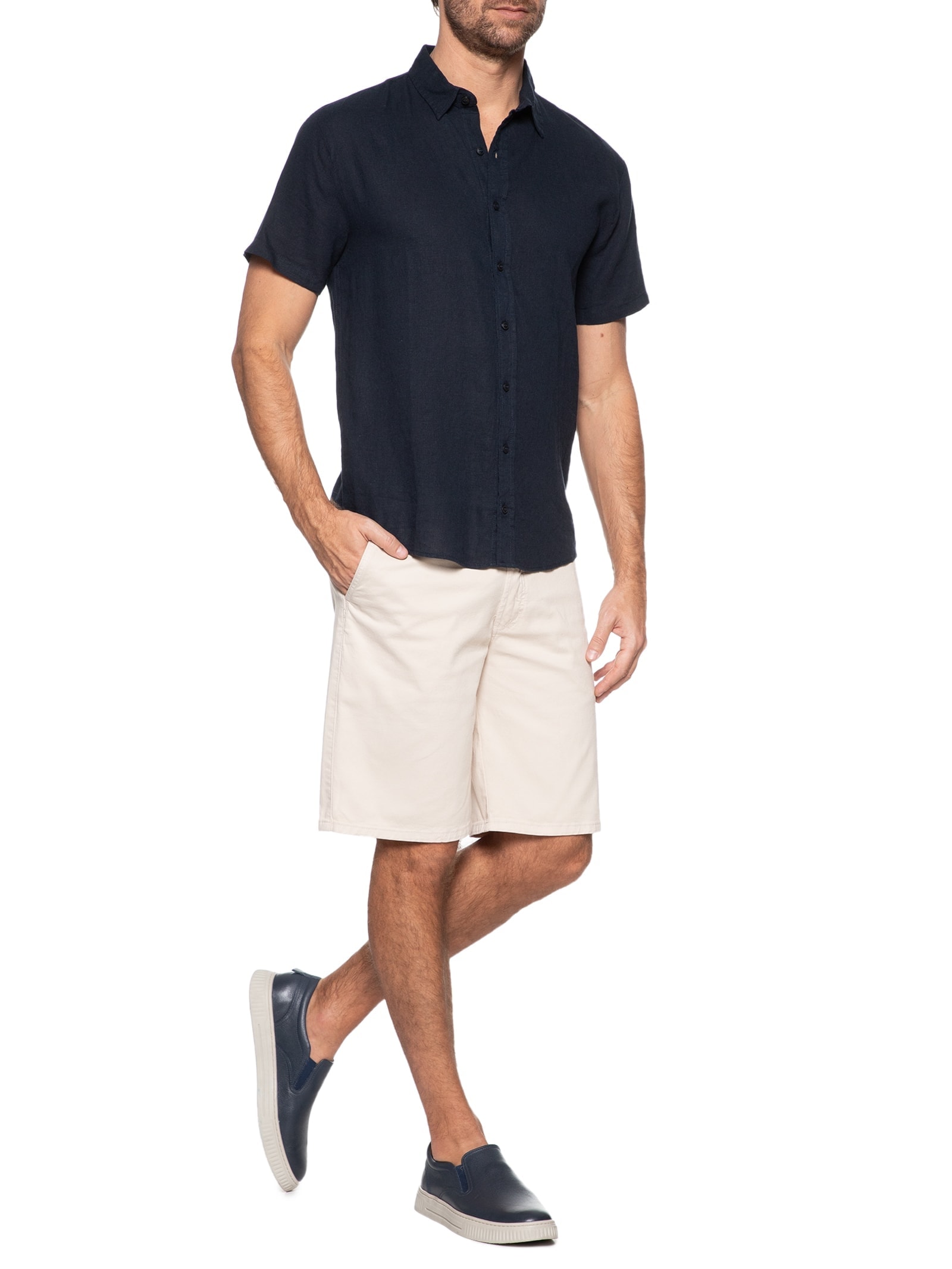 Tênis Masculino Couro Slip On Azul '2 Essential