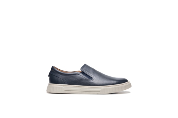 Tênis Masculino Couro Slip On - Azul