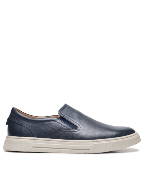 Tênis Masculino Couro Slip On – Azul