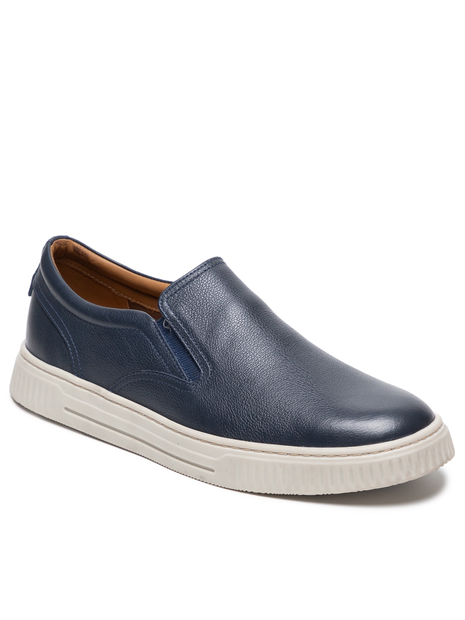 Tênis Masculino Couro Slip On Azul '2 Essential