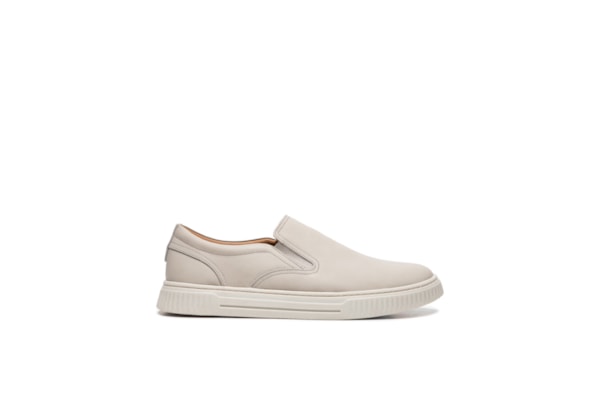 Tênis Masculino Couro Slip On - Cinza