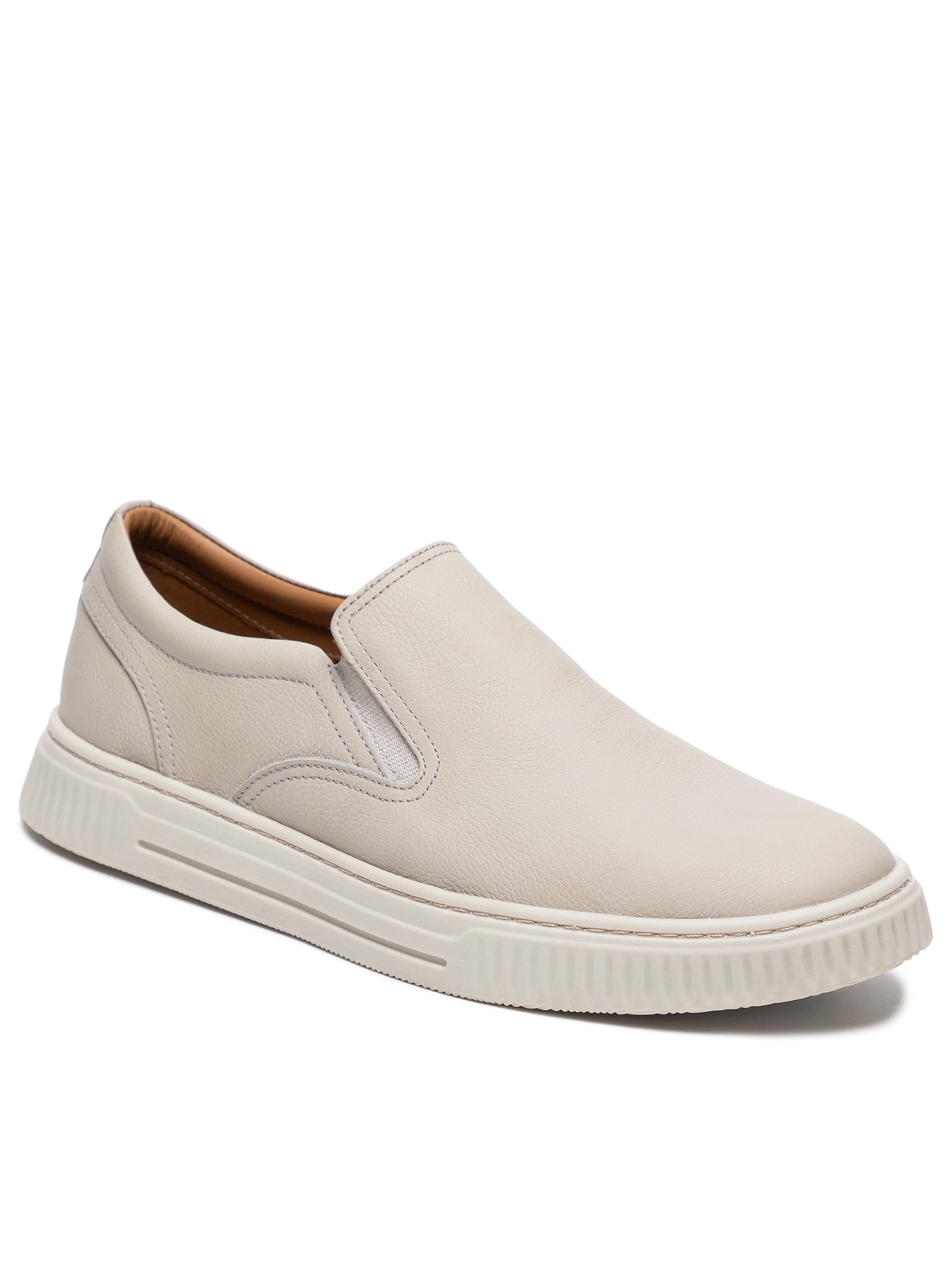Tênis Masculino Couro Slip On Cinza '2 Essential