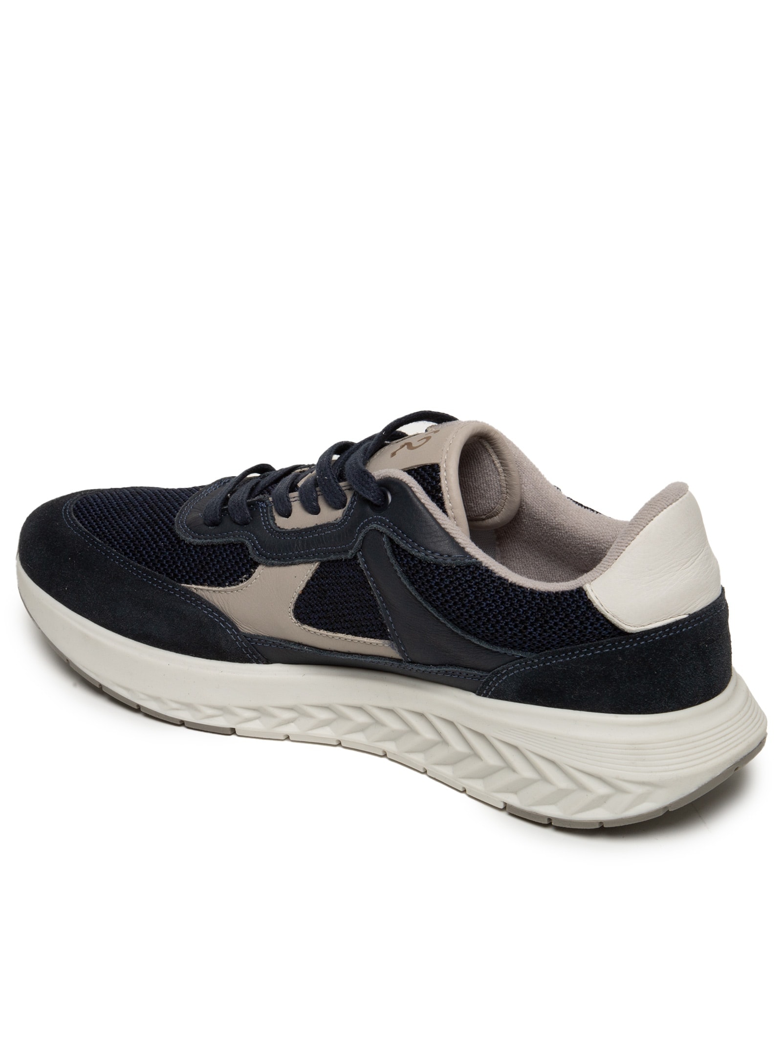 Tênis Masculino Em Couro Com Detalhes De Camurça Azul '2 Essential